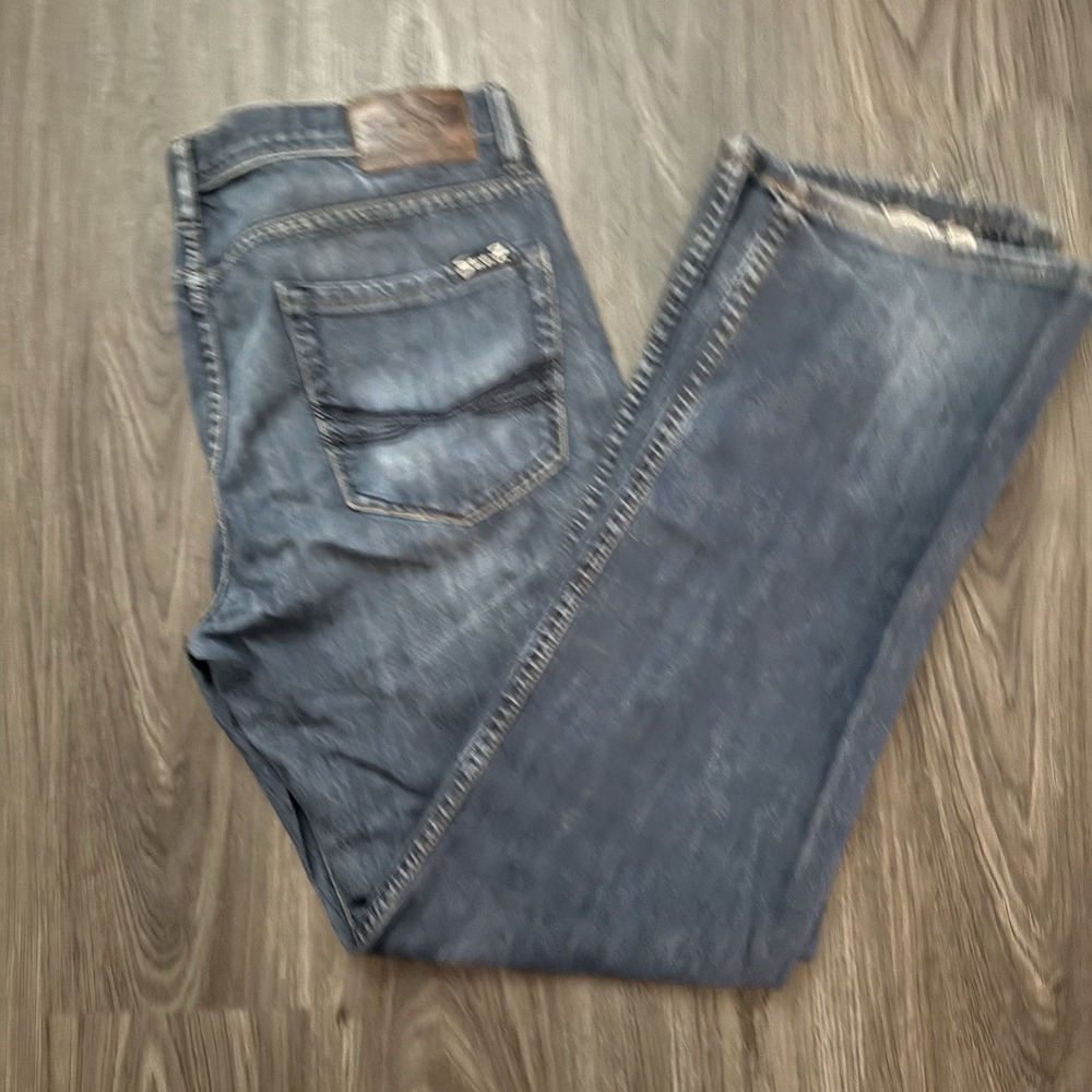Seven 7 For All Mankind Straight Jeans 36x34 Excellent Whiskered Distressed